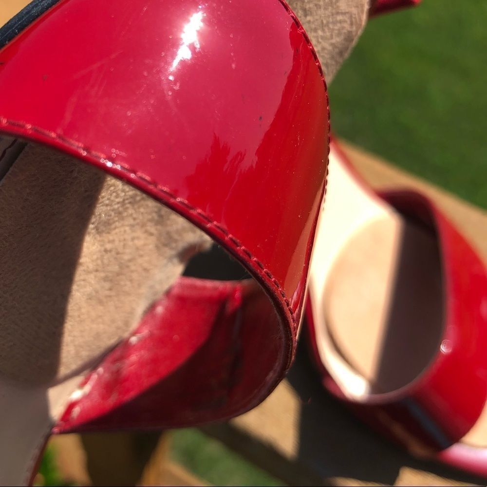 Marc Fisher red patent leather zip back pumps heel - Picture 9 of 9